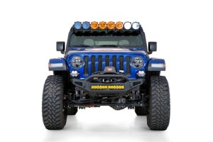 Jeep JL Front Bumper - Addictive Desert Designs - Rock Fighter - Hammer Black with Satin Black panels - `18-`27